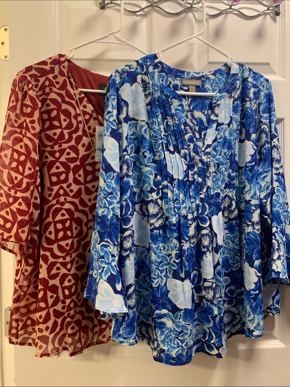 1 blue style & Co NWOT and 1 Burgundy/tan dress top NWT
